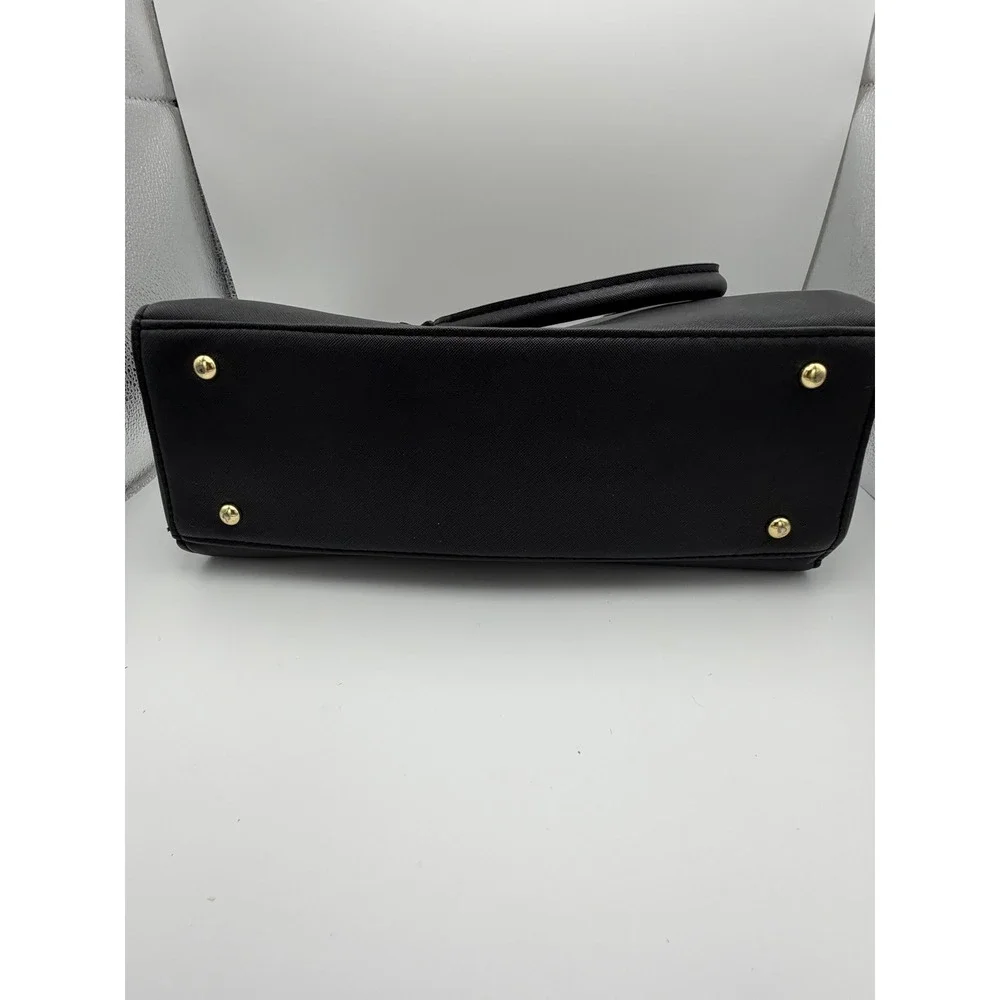 Michael Kors Black Saffiano Leather Tote Bag Gold Hardware MK Logo Handbag